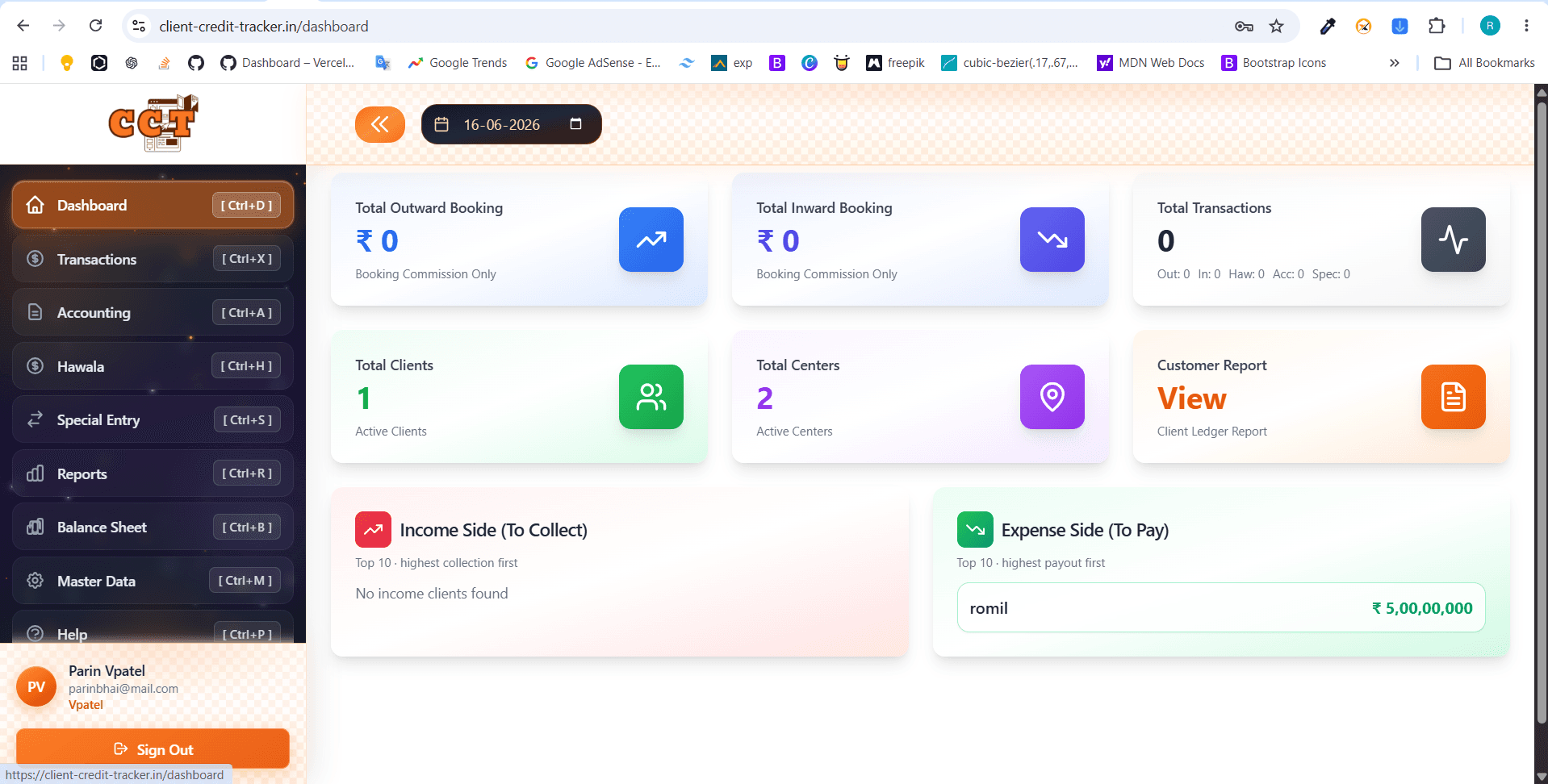 Client Credit Tracker product screenshot